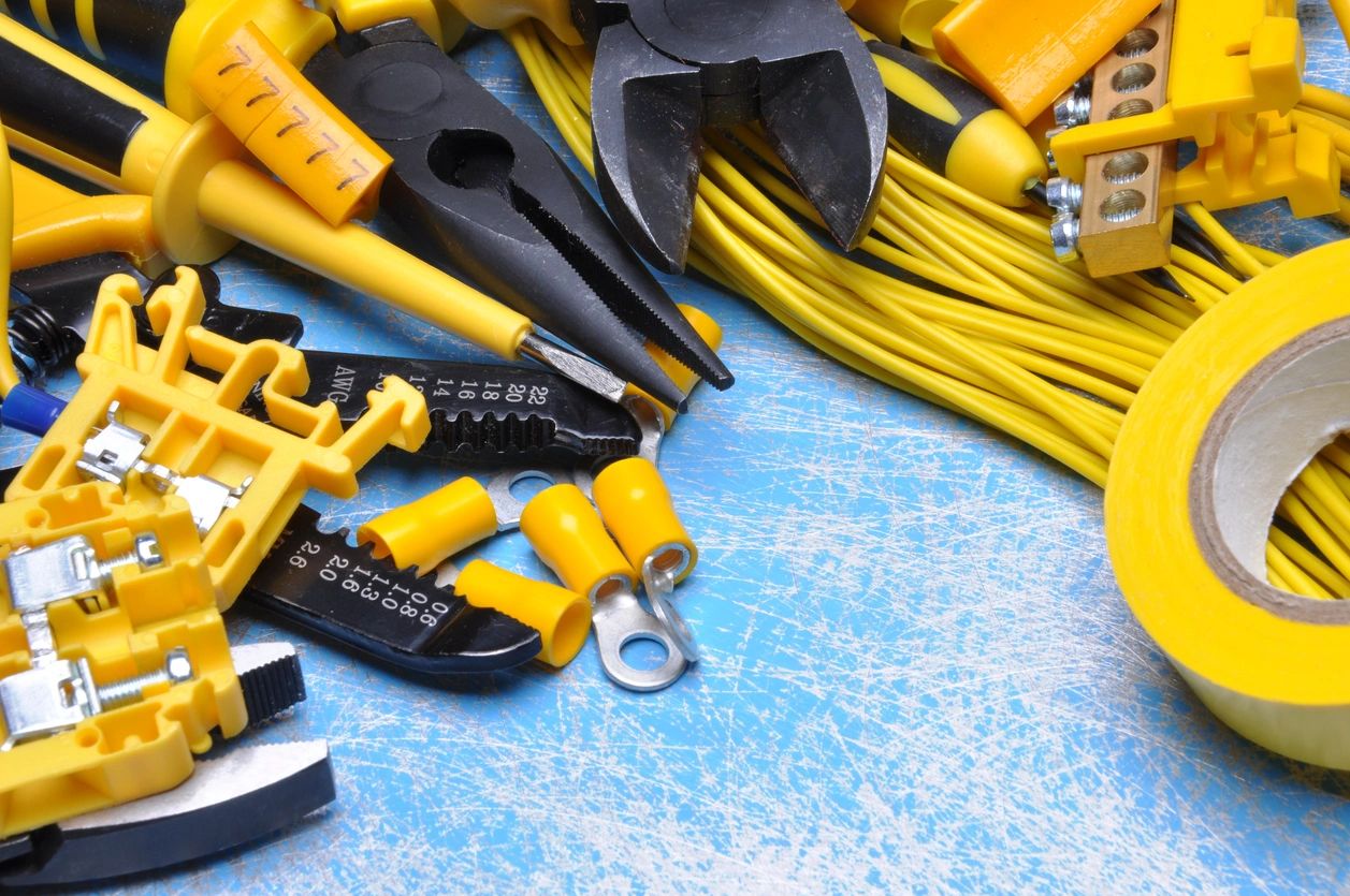 Electrical tools flat lay